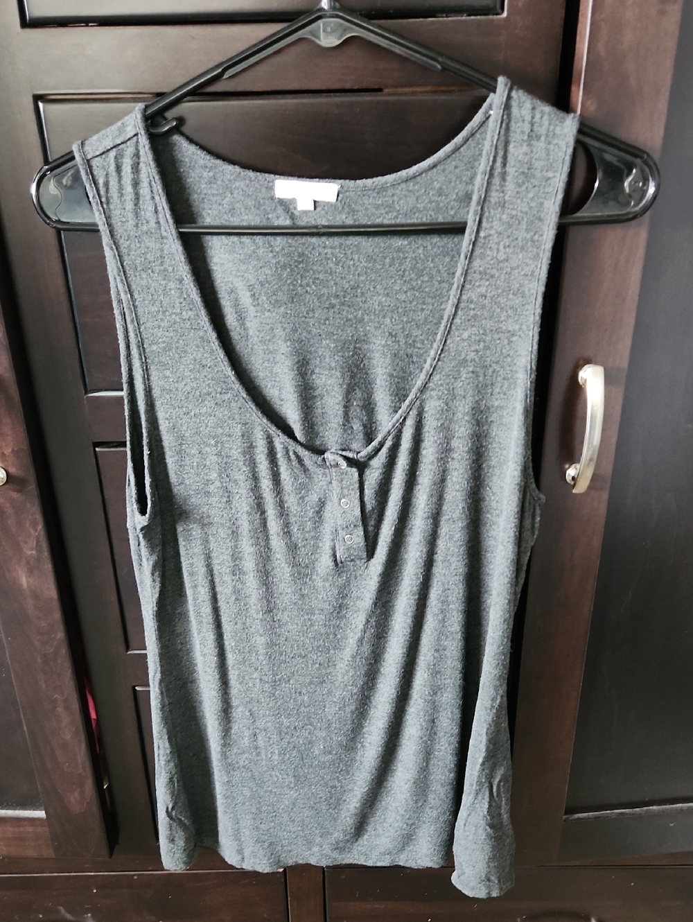 Classic Soft Gray Henley Sleep Tank - Women's Lounge Top